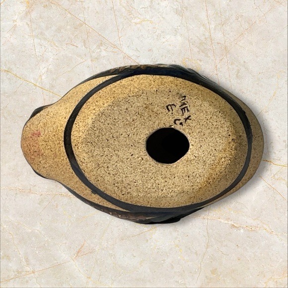 Duck Tonala Mexico Sandstone Pottery Hand Painted Enamel Signed E C 6.5" Tall - Picture 7 of 8